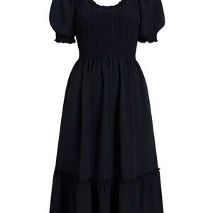 Hill House Home Louisa Nap Dress, Black Wrinkle Resistant Crepe, size Small